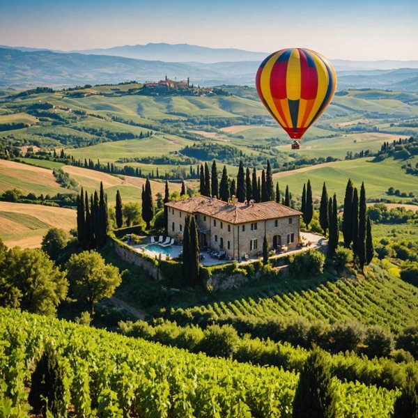 Où trouver une location de vacances en Toscane avec des ateliers de peinture et des balades en montgolfière?